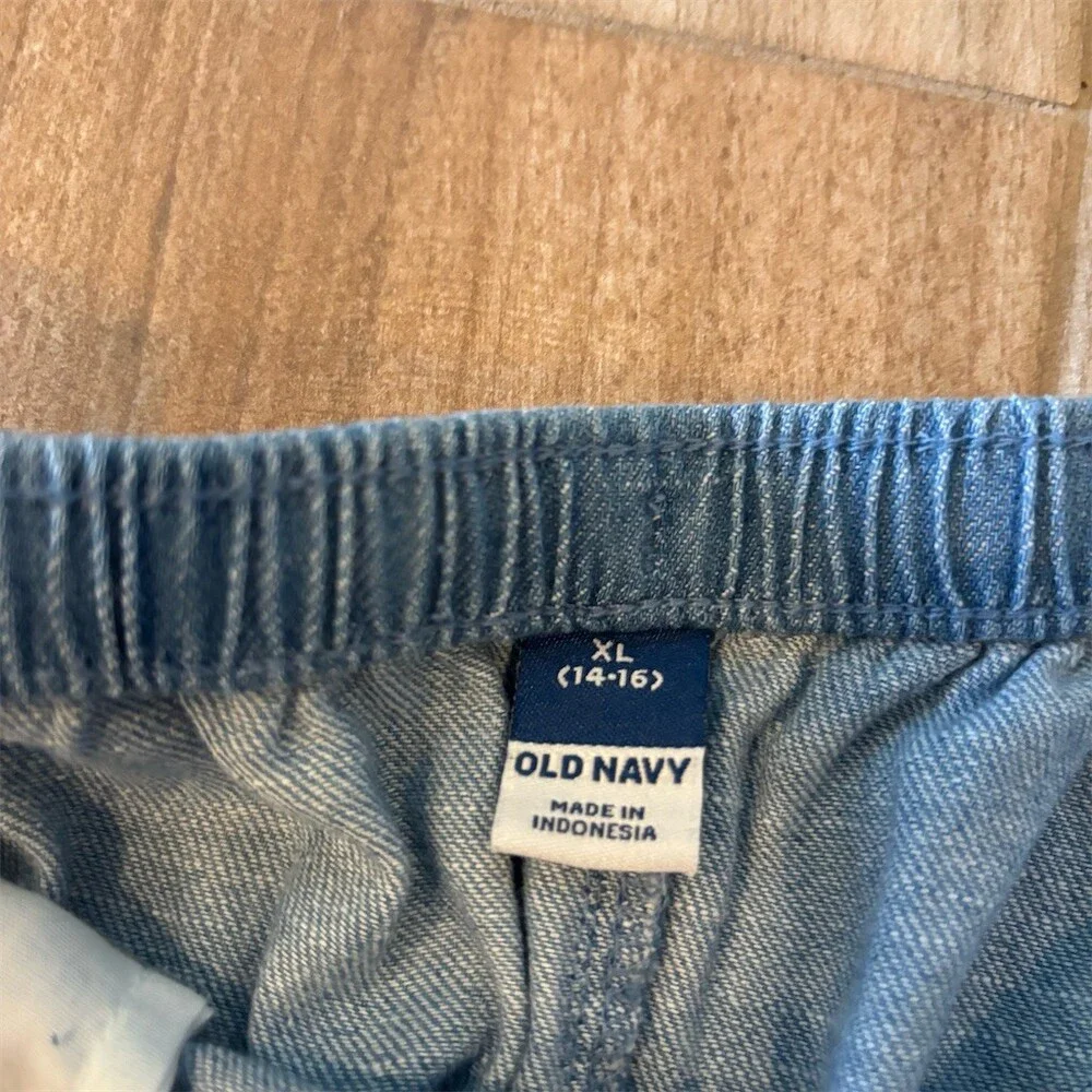 Old Navy Girls Culotte Pants XL (14-16) Blue Wide-Leg Pull-On Lace Trim